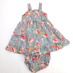 Gingham Floral Sun Dress w Bloomers Baby Girls 18 Months 18M Monkey Bars